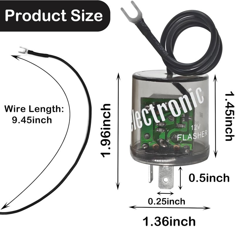 Casalytics LED Flasher Relay 2 Pins 12V (Pack of 2) - Heavy Duty Turn Signal Flasher Relay with Ground Wire for Automobile and Motorcycle - Image 2